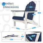 Aoodor HDPE Outdoor All-Weather Folding Adirondack Chair for Patio, Garden, Backyard, Deck Lawn Fire Pit 32'' (L) x 29'' (W) x 37'' (H)