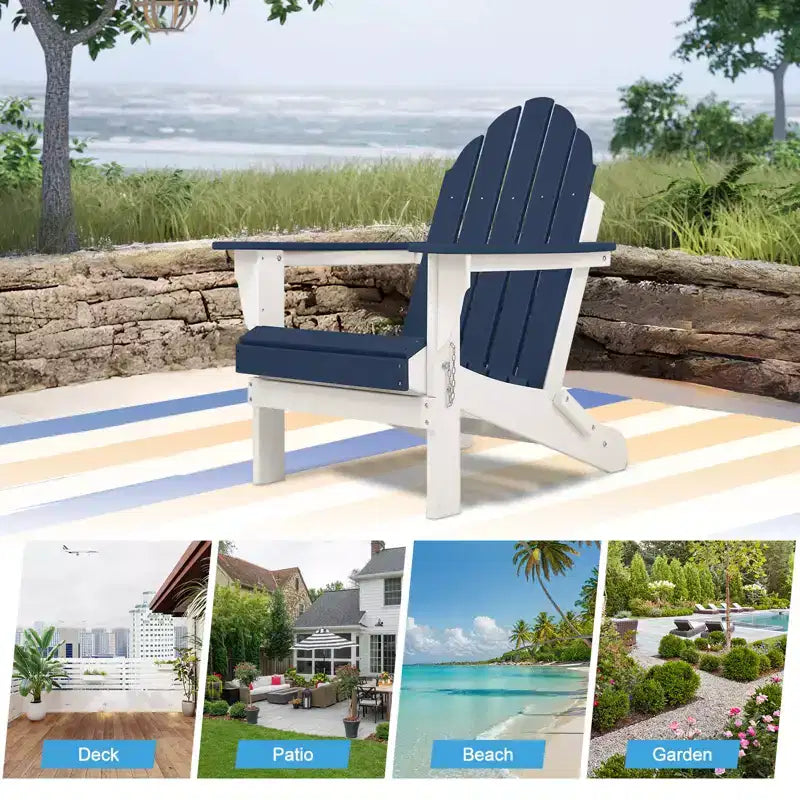 Aoodor HDPE Outdoor All-Weather Folding Adirondack Chair for Patio, Garden, Backyard, Deck Lawn Fire Pit 32'' (L) x 29'' (W) x 37'' (H)