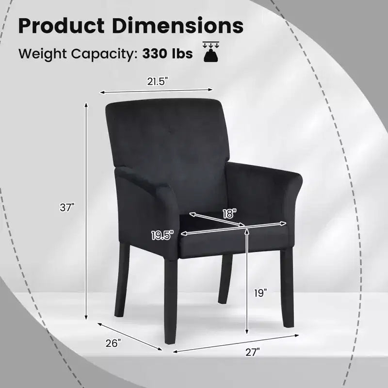 Costway Executive Guest Chair Accent Chair Arm Chair w/Rubber Wood Legs