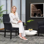 Costway Executive Guest Chair Accent Chair Arm Chair w/Rubber Wood Legs