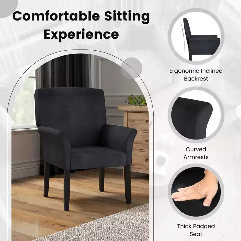 Costway Executive Guest Chair Accent Chair Arm Chair w/Rubber Wood Legs