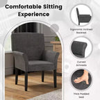 Costway Executive Guest Chair Accent Chair Arm Chair w/Rubber Wood Legs