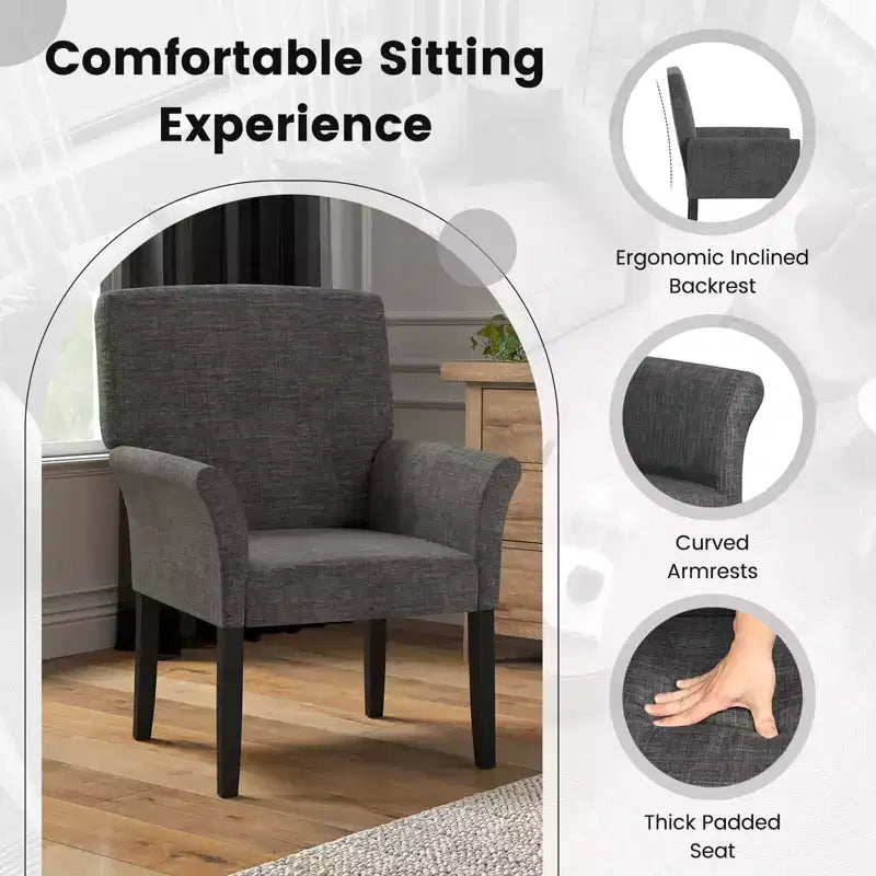 Costway Executive Guest Chair Accent Chair Arm Chair w/Rubber Wood Legs