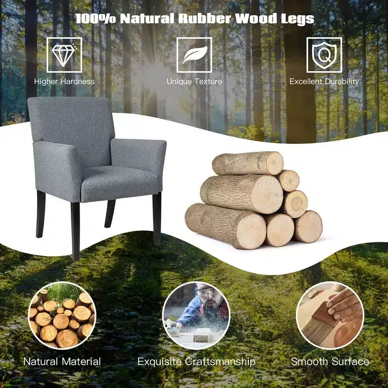 Costway Executive Guest Chair Accent Chair Arm Chair w/Rubber Wood Legs