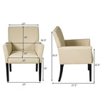 Costway Executive Guest Chair Accent Chair Arm Chair w/Rubber Wood Legs