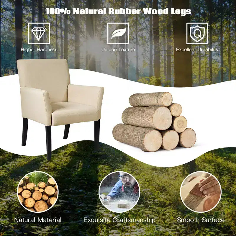 Costway Executive Guest Chair Accent Chair Arm Chair w/Rubber Wood Legs