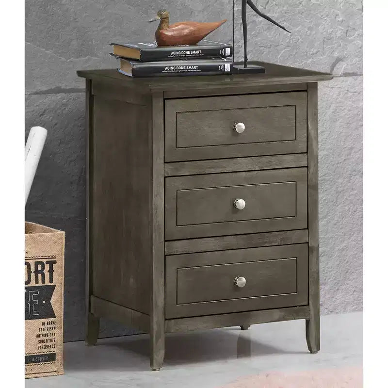 Passion Furniture Comodino a 3 cassetti Daniel (63,5 cm A x 48,25 cm L x 38 cm P)