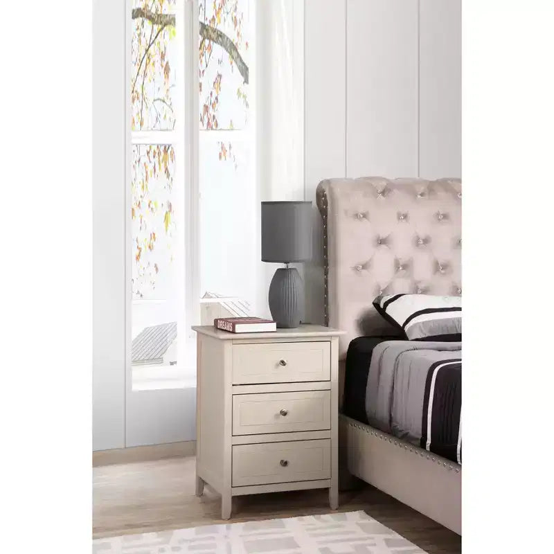 Passion Furniture Comodino a 3 cassetti Daniel (63,5 cm A x 48,25 cm L x 38 cm P)