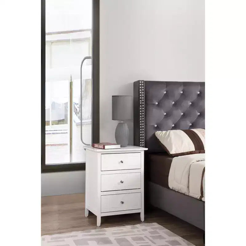 Passion Furniture Comodino a 3 cassetti Daniel (63,5 cm A x 48,25 cm L x 38 cm P)
