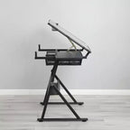 Black Adjustable Tempered Glass Drawing Printing Desk With Chair - ModernLuxe