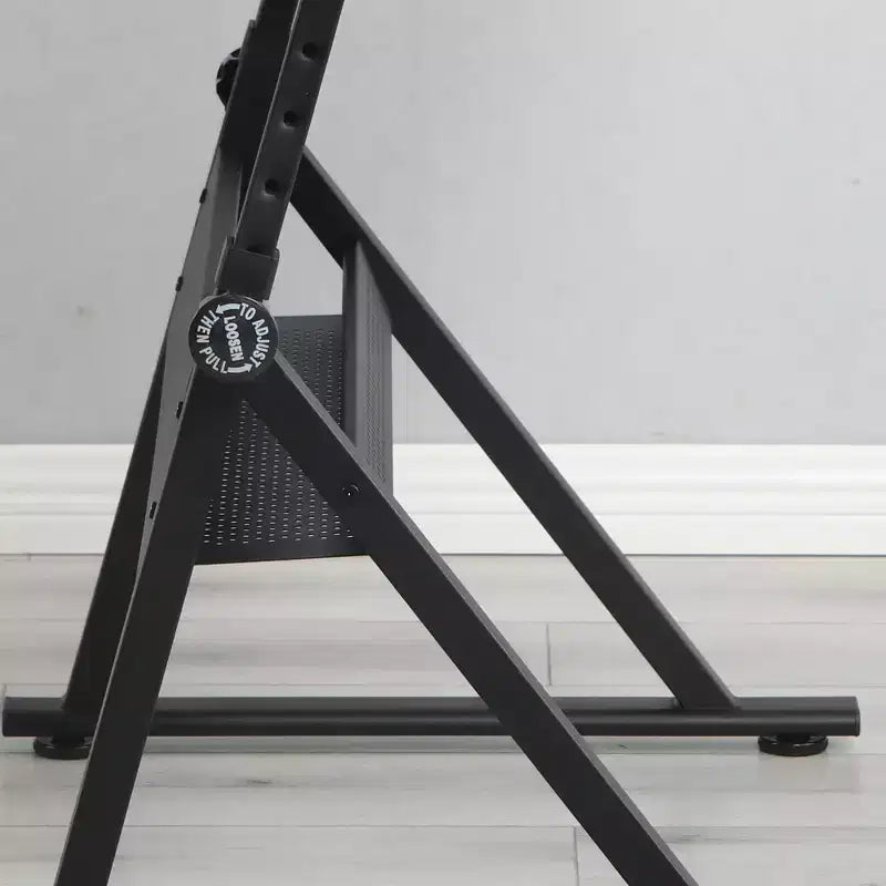 Black Adjustable Tempered Glass Drawing Printing Desk With Chair - ModernLuxe