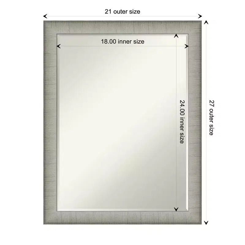 Specchio da parete per bagno Amanti Art con cornice stretta ed elegante, spazzolato, smussato