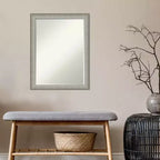Specchio da parete per bagno Amanti Art con cornice stretta ed elegante, spazzolato, smussato