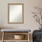 Specchio da parete per bagno Amanti Art con cornice stretta ed elegante, spazzolato, smussato