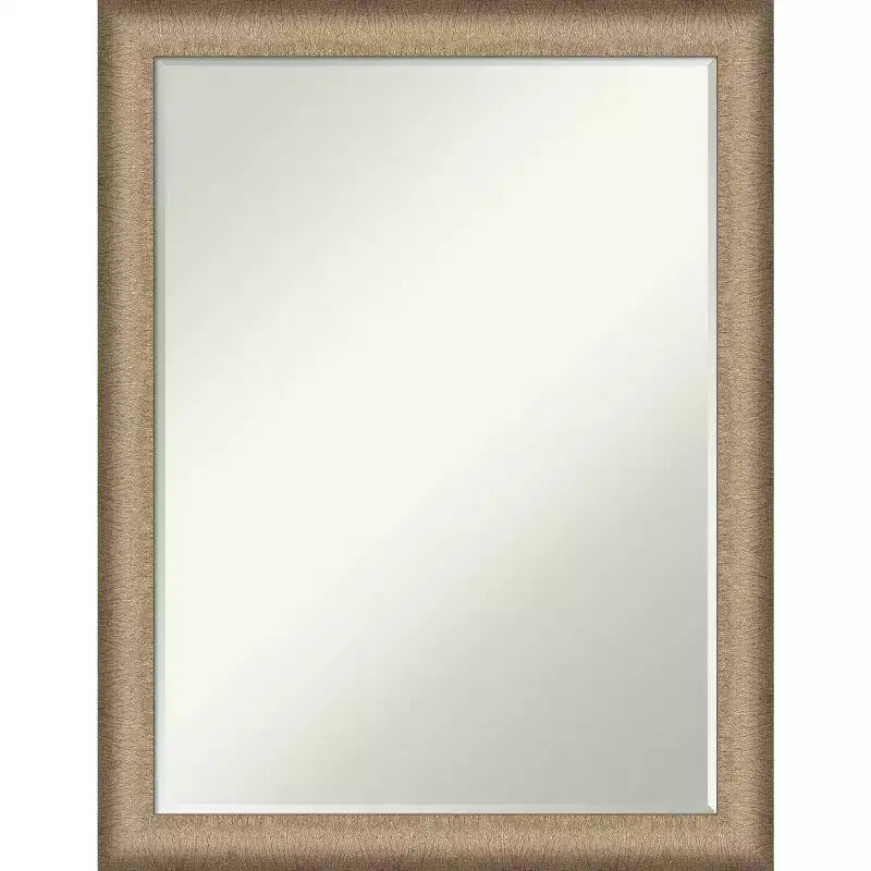 Amanti Art Elegant Brushed Narrow Petite Bevel Bathroom Wall Mirror