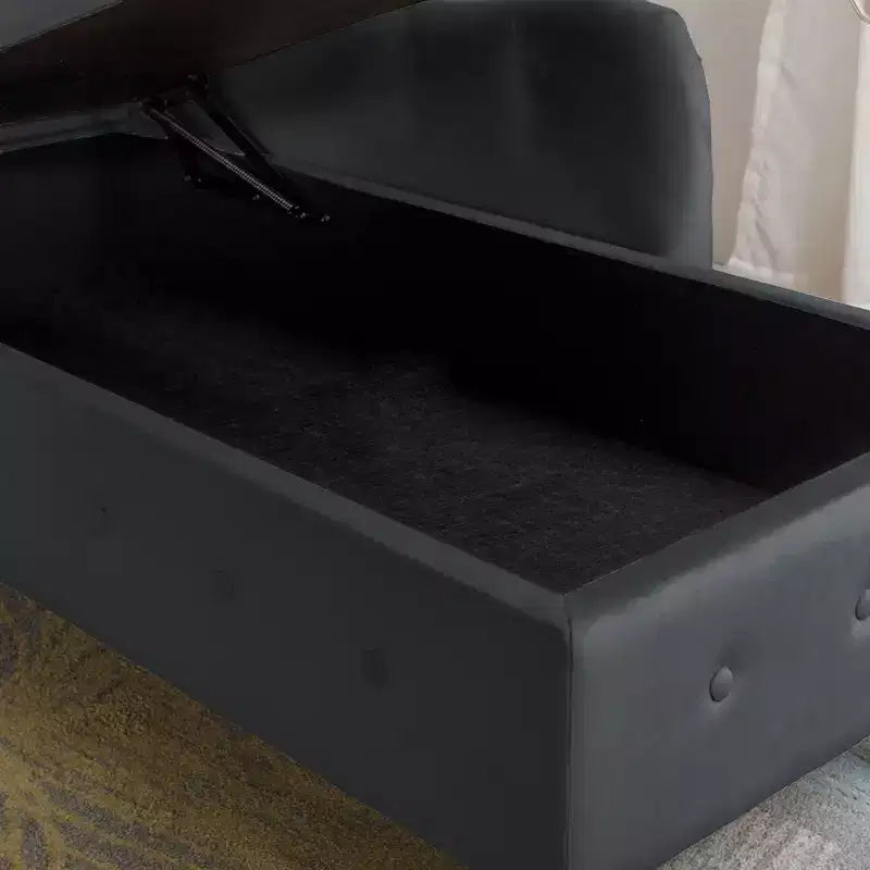 Bedroom Velvet Chaise Longue With Storage, Pillow and Nailhead Accents - ModernLuxe