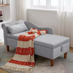 Bedroom Velvet Chaise Longue With Storage, Pillow and Nailhead Accents - ModernLuxe