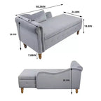 Bedroom Velvet Chaise Longue With Storage, Pillow and Nailhead Accents - ModernLuxe