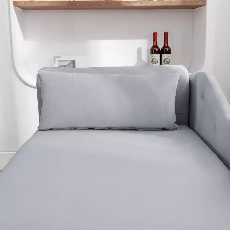 Bedroom Velvet Chaise Longue With Storage, Pillow and Nailhead Accents - ModernLuxe