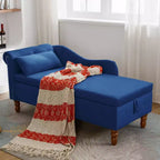 Bedroom Velvet Chaise Longue With Storage, Pillow and Nailhead Accents - ModernLuxe