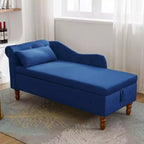 Bedroom Velvet Chaise Longue With Storage, Pillow and Nailhead Accents - ModernLuxe