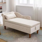 Bedroom Velvet Chaise Longue With Storage, Pillow and Nailhead Accents - ModernLuxe