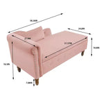 Bedroom Velvet Chaise Longue With Storage, Pillow and Nailhead Accents - ModernLuxe