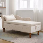 Bedroom Velvet Chaise Longue With Storage, Pillow and Nailhead Accents - ModernLuxe
