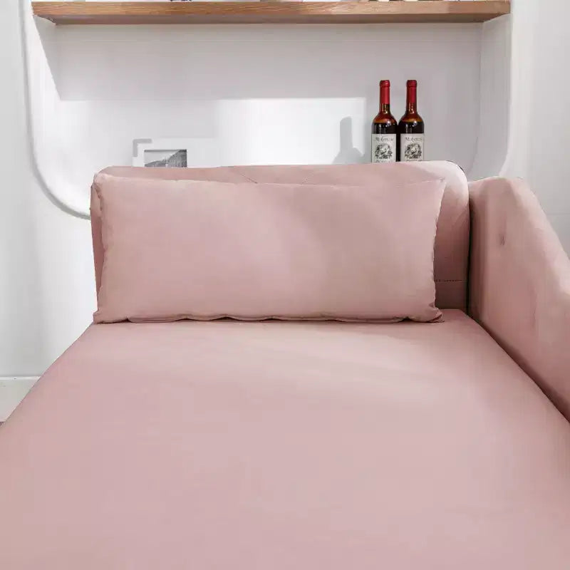 Bedroom Velvet Chaise Longue With Storage, Pillow and Nailhead Accents - ModernLuxe