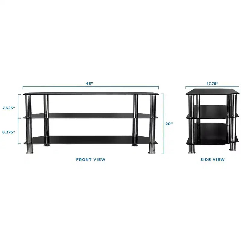 Mount-It! Mobile per TV in Vetro per Televisori a Schermo Piatto Adatto per TV LCD, LED, OLED, 4K da 40 a 60 Pollici | Tre Ripiani in Vetro Temperato | Nero