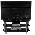 Mount-It! Mobile per TV in Vetro per Televisori a Schermo Piatto Adatto per TV LCD, LED, OLED, 4K da 40 a 60 Pollici | Tre Ripiani in Vetro Temperato | Nero