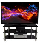 Mount-It! Mobile per TV in Vetro per Televisori a Schermo Piatto Adatto per TV LCD, LED, OLED, 4K da 40 a 60 Pollici | Tre Ripiani in Vetro Temperato | Nero