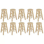 PJ Wood Classic Round Seat 24 Tall Kitchen Counter Stools, Natural (Set of 10)