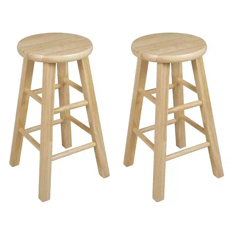 PJ Wood Classic Round Seat 24 Tall Kitchen Counter Stools, Natural (Set of 10)