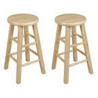 PJ Wood Classic Round Seat 24 Tall Kitchen Counter Stools, Natural (Set of 10)