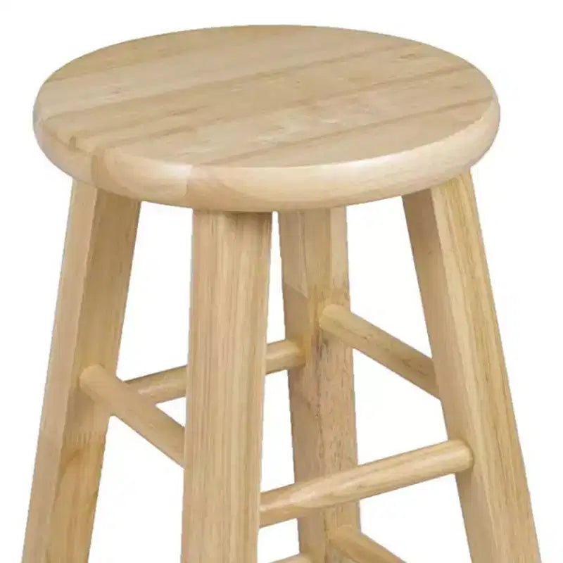 PJ Wood Classic Round Seat 24 Tall Kitchen Counter Stools, Natural (Set of 10)