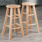 PJ Wood Classic Round Seat 24 Tall Kitchen Counter Stools, Natural (Set of 10)