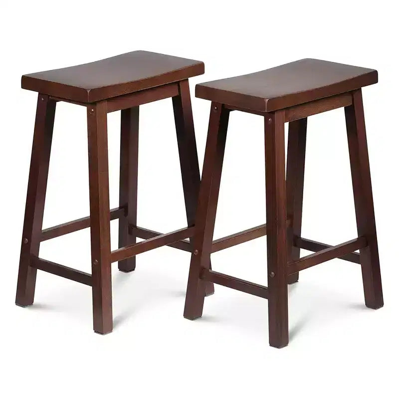 Sgabelli PJ Wood classici con seduta a sella, altezza 61 cm, per cucine, sale da pranzo e bar, senza schienale, 4 gambe quadre, noce (set da 6)