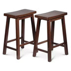 Sgabelli PJ Wood classici con seduta a sella, altezza 61 cm, per cucine, sale da pranzo e bar, senza schienale, 4 gambe quadre, noce (set da 6)