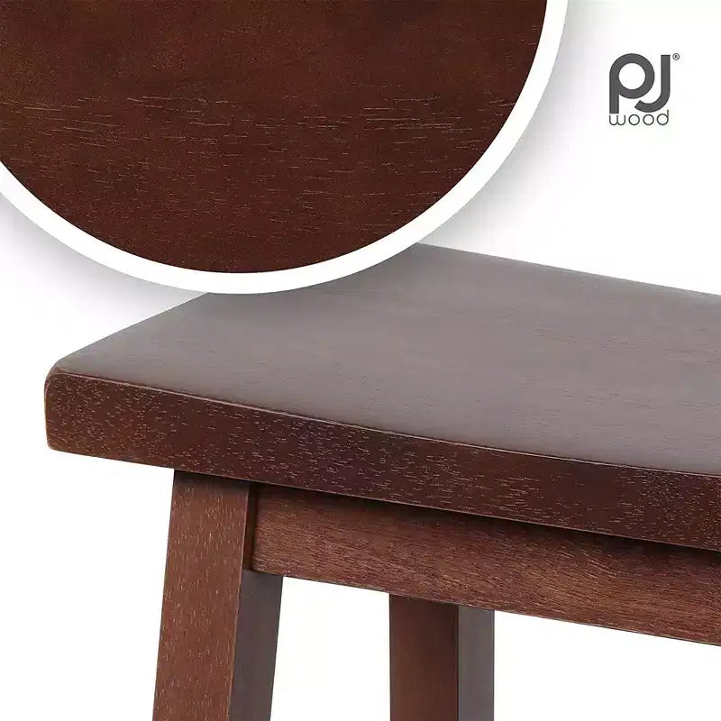 Sgabelli PJ Wood classici con seduta a sella, altezza 61 cm, per cucine, sale da pranzo e bar, senza schienale, 4 gambe quadre, noce (set da 6)