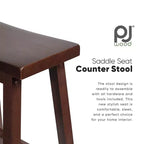 Sgabelli PJ Wood classici con seduta a sella, altezza 61 cm, per cucine, sale da pranzo e bar, senza schienale, 4 gambe quadre, noce (set da 6)