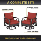 Kinger Home Swivel Patio Chairs, Rattan Wicker Outdoor Swivel Chairs with Thick Removable Cushion, All Weather Rust Free Patio Dining Chairs
