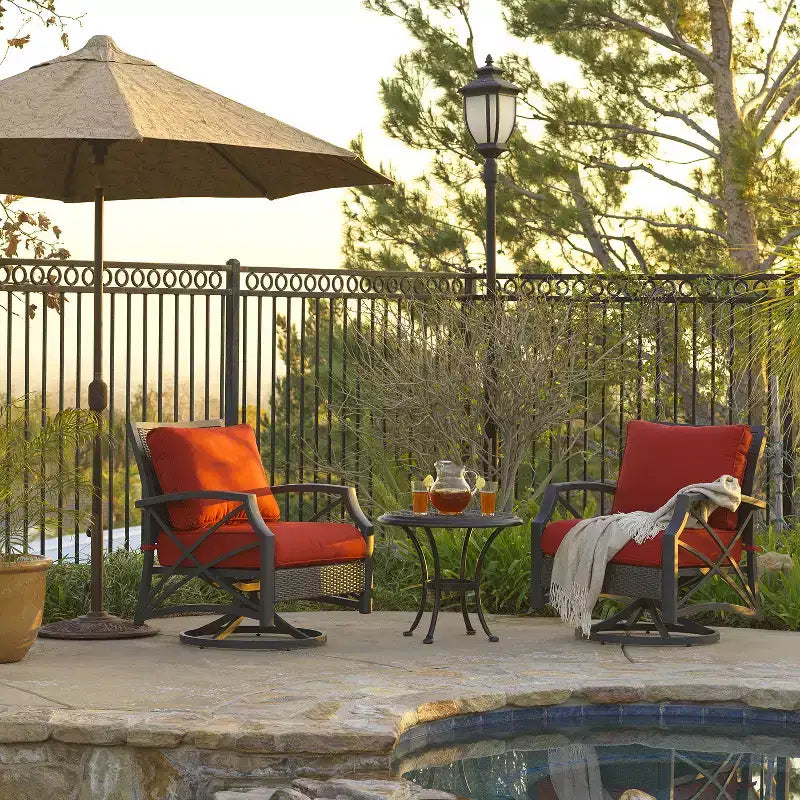 Kinger Home Swivel Patio Chairs, Rattan Wicker Outdoor Swivel Chairs with Thick Removable Cushion, All Weather Rust Free Patio Dining Chairs