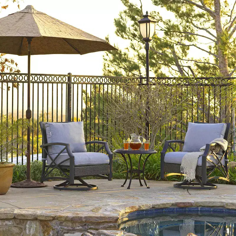 Kinger Home Swivel Patio Chairs, Rattan Wicker Outdoor Swivel Chairs with Thick Removable Cushion, All Weather Rust Free Patio Dining Chairs