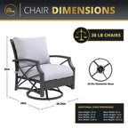 Kinger Home Swivel Patio Chairs, Rattan Wicker Outdoor Swivel Chairs with Thick Removable Cushion, All Weather Rust Free Patio Dining Chairs