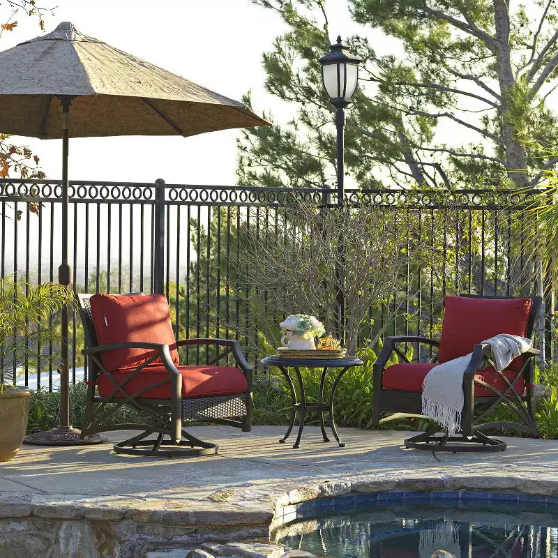 Kinger Home Swivel Patio Chairs, Rattan Wicker Outdoor Swivel Chairs with Thick Removable Cushion, All Weather Rust Free Patio Dining Chairs