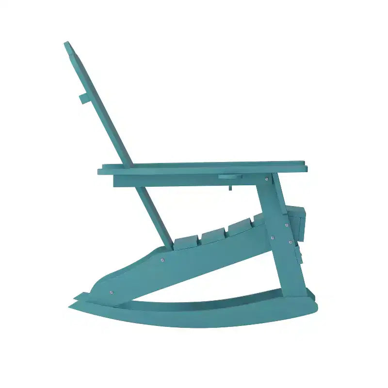 Merrick Lane Sedia a dondolo Adirondack con portabicchieri, sedia da interni/esterni in HDPE per tutte le stagioni