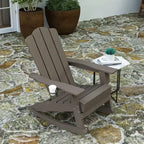 Merrick Lane Sedia a dondolo Adirondack con portabicchieri, sedia da interni/esterni in HDPE per tutte le stagioni