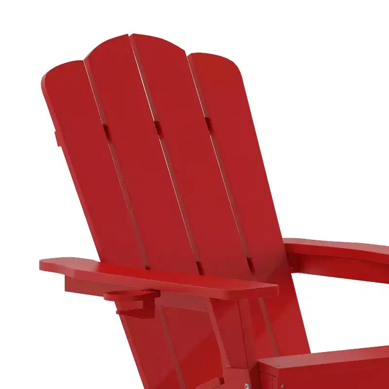 Merrick Lane Sedia a dondolo Adirondack con portabicchieri, sedia da interni/esterni in HDPE per tutte le stagioni