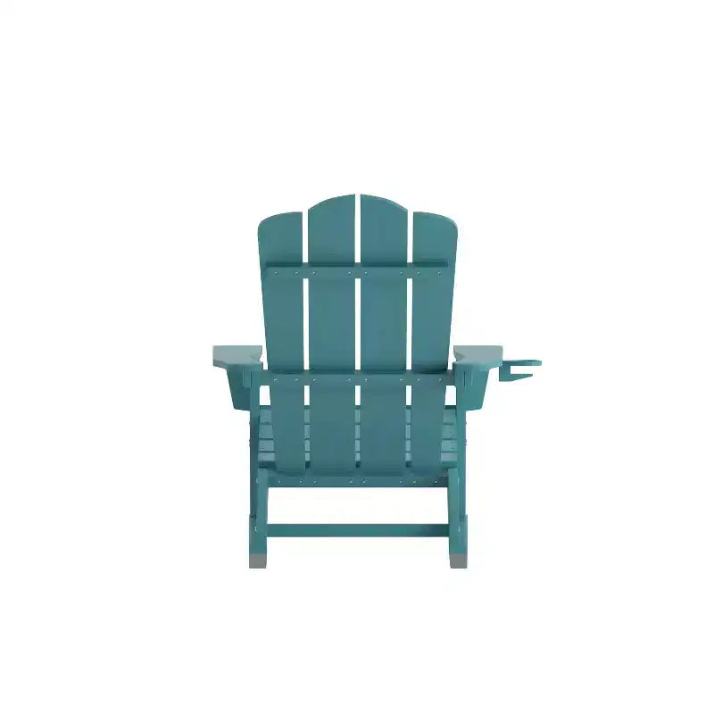 Merrick Lane Sedia a dondolo Adirondack con portabicchieri, sedia da interni/esterni in HDPE per tutte le stagioni